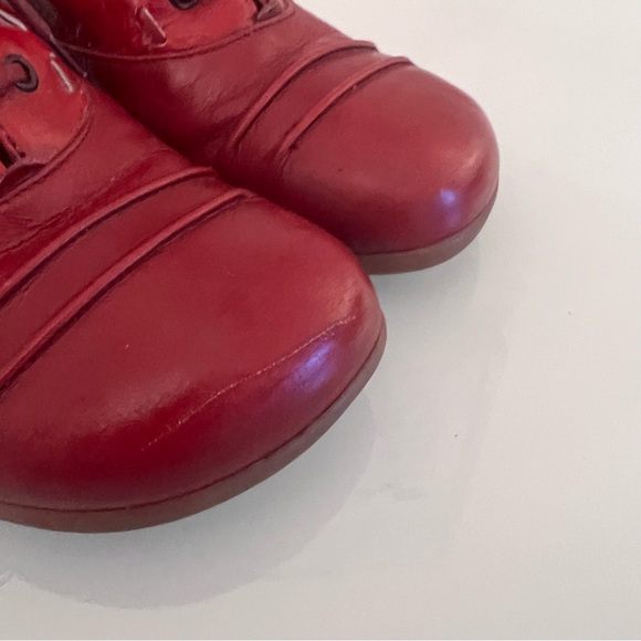 JOHN FLUEVOG Leather Lace-Up Ankle Boots Rounded Toe Red - Picture 5 of 15